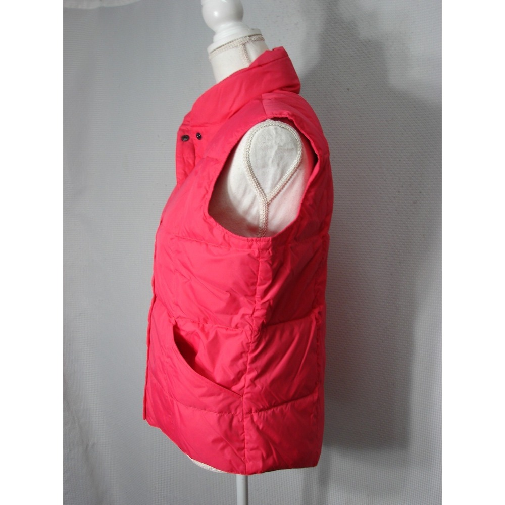 New LANDS END Puffer Vest Size S Pink Goosedown Snap Front Nylon Gorpcore - Picture 2 of 10